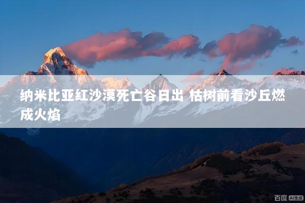 纳米比亚红沙漠死亡谷日出 枯树前看沙丘燃成火焰